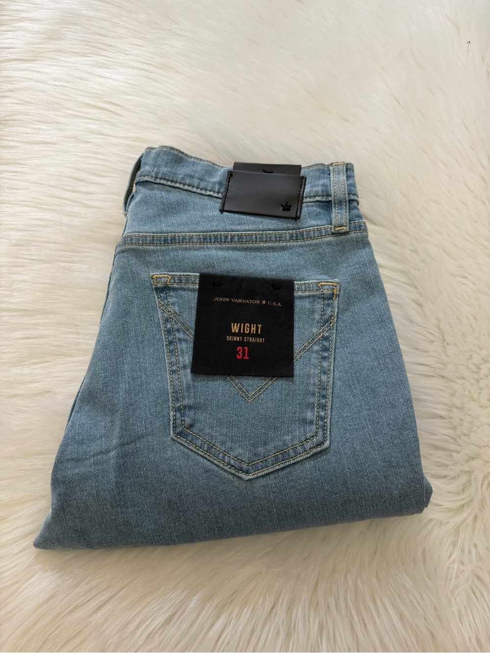 John Varvatos Wight Light Blue Skinny Straight Denim Jeans Sz 31